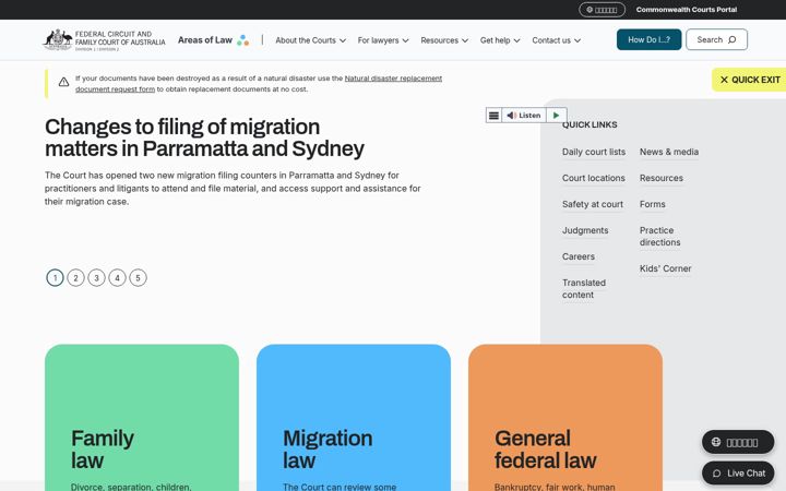 Screenshot of fcfcoa.gov.au