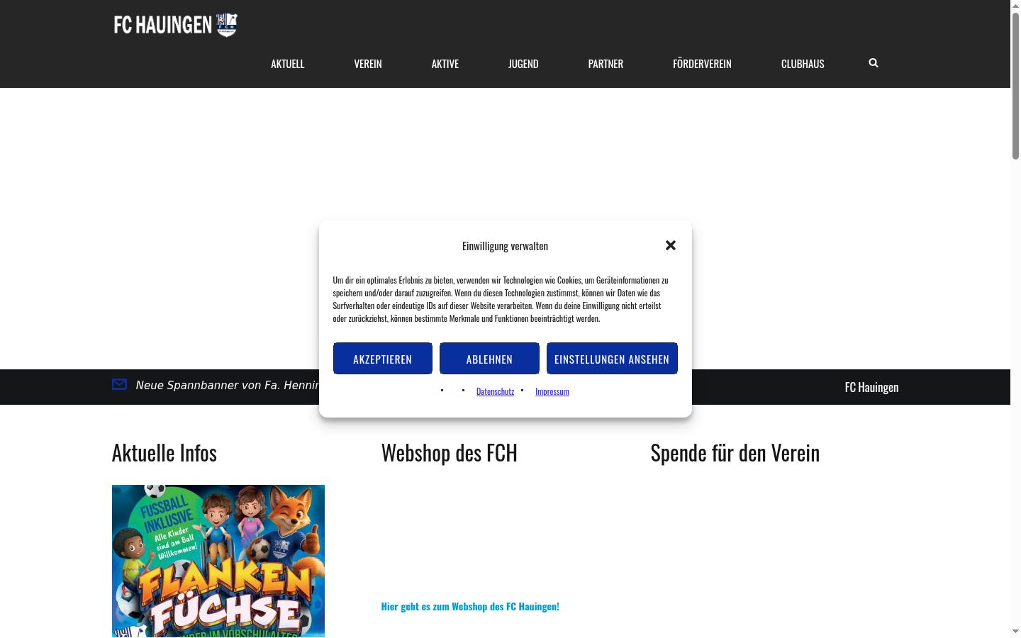 Screenshot tal-banner tal-kunsens muri qabel kwalunkwe interazzjoni