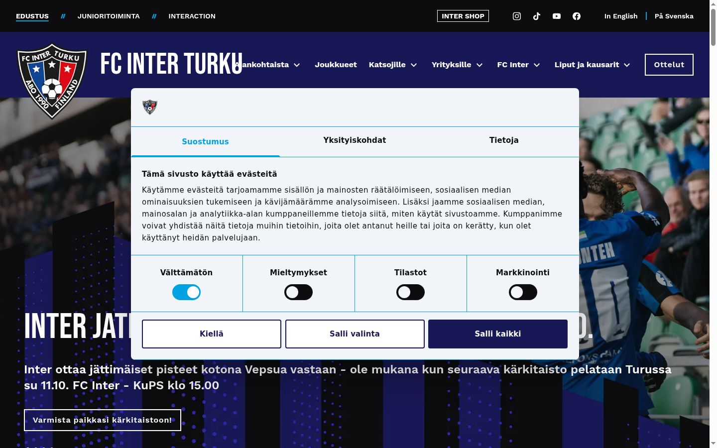 Snímek obrazovky baneru souhlasu zobrazeného před jakoukoli interakcí