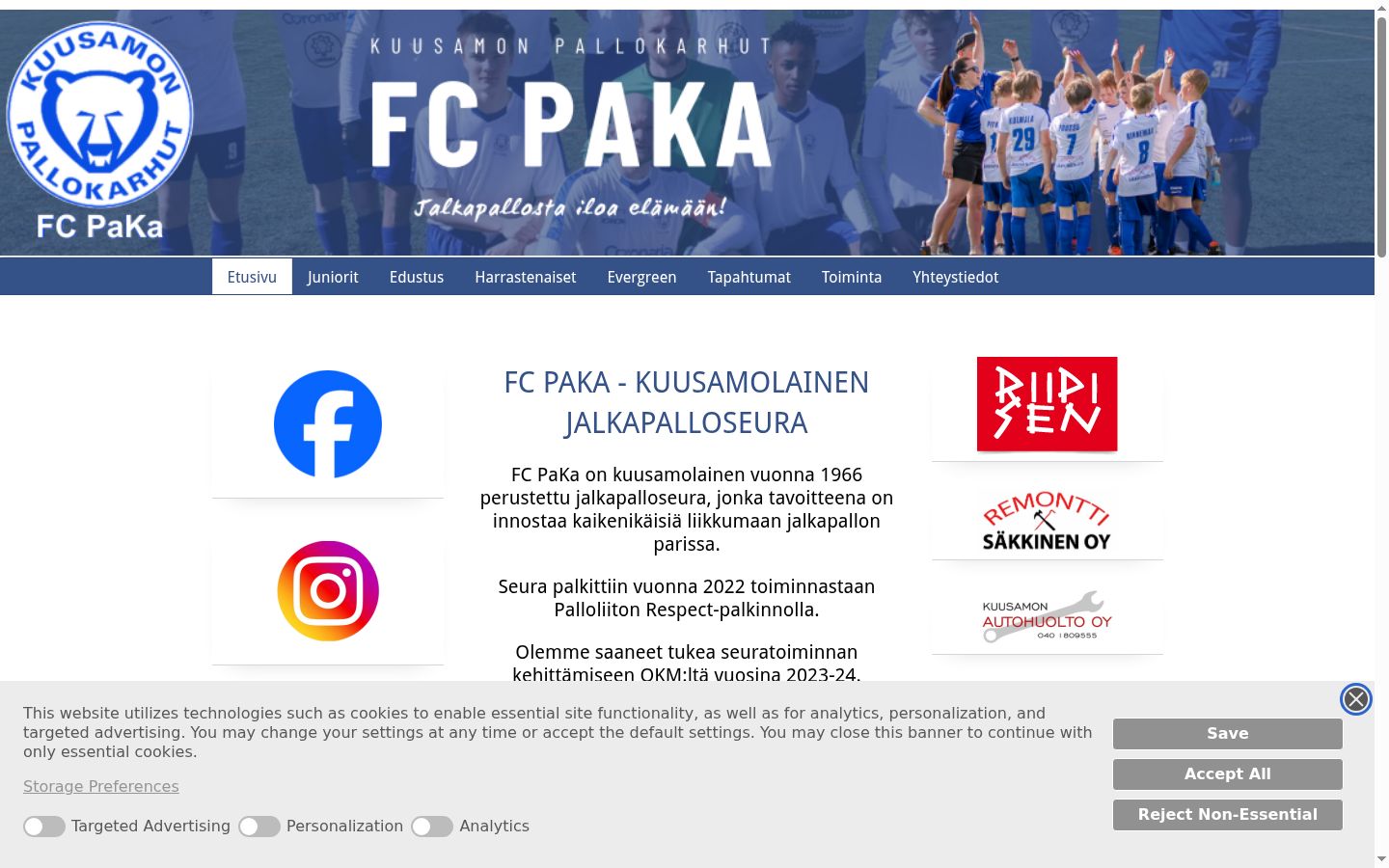 Screenshot of the consent banner shown before any interaction