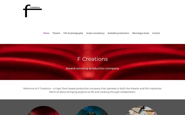Screenshot stránky fcreations.co.za