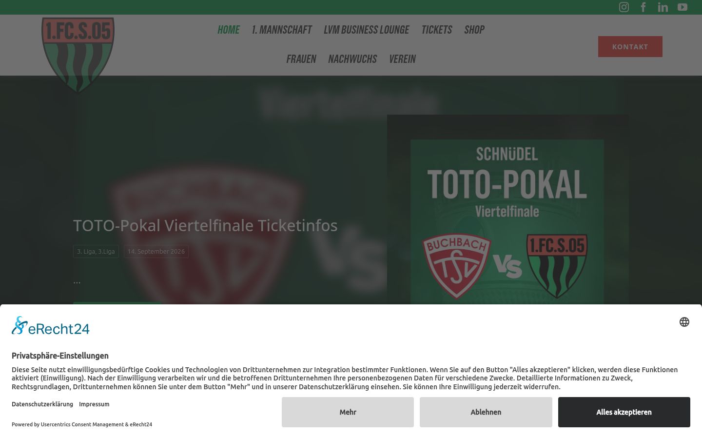 Screenshot des Einwilligungsbanners vor jeglicher Interaktion