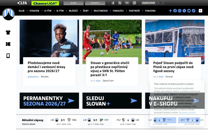Snímek obrazovky fcslovanliberec.cz