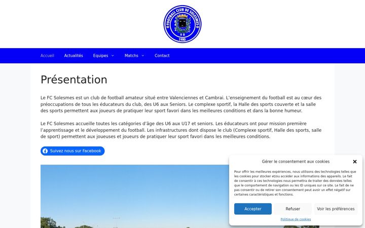 Screenshot of fcsolesmes.fr