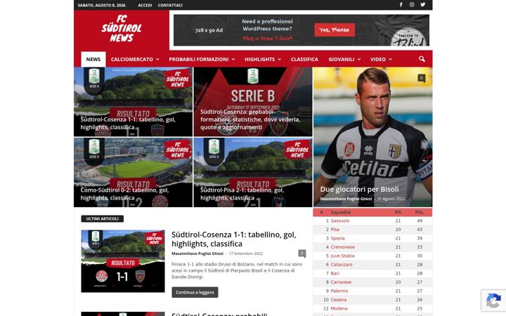 Capture d'écran de fcsuedtirolnews.it