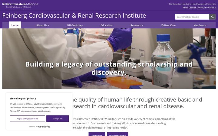 Screenshot of fcvrri.northwestern.edu