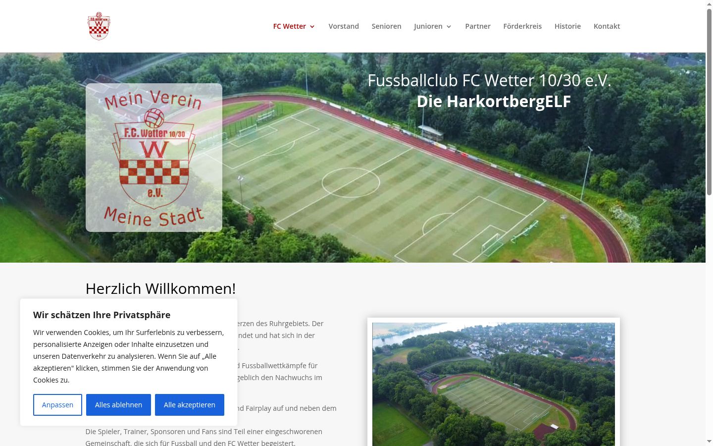 Screenshot des Einwilligungsbanners vor jeglicher Interaktion