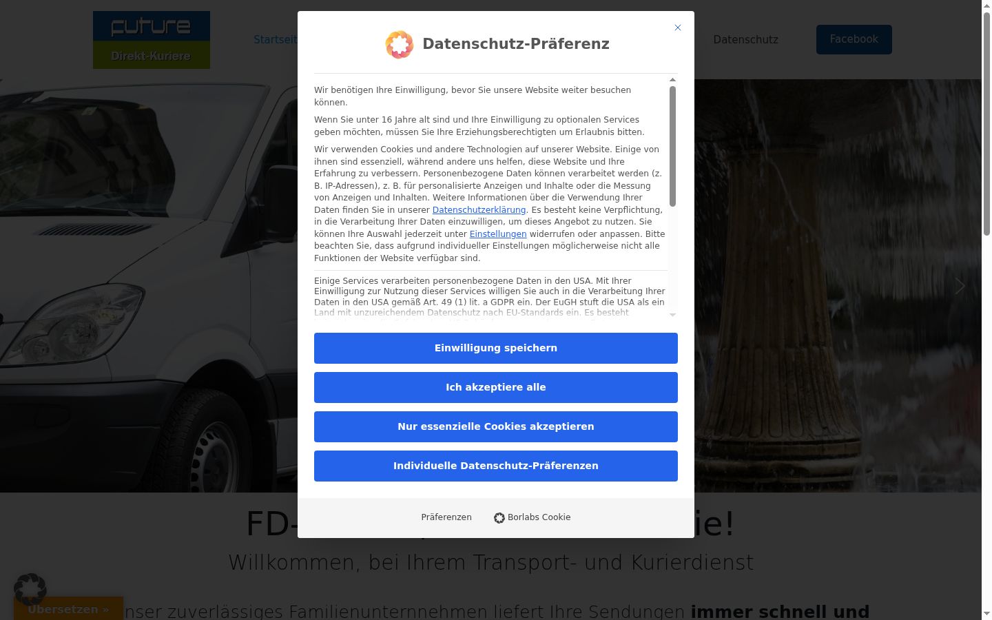 Zrzut ekranu banera zgody wyświetlanego przed jakąkolwiek interakcją