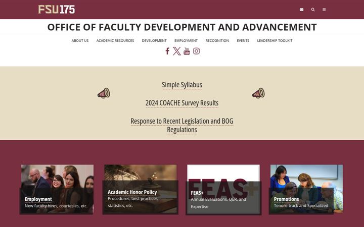 Screenshot of fda.fsu.edu