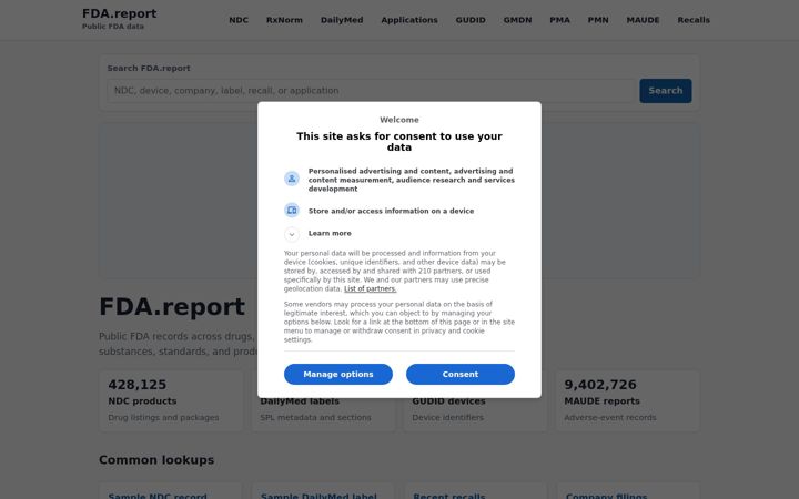 Screenshot of fda.report
