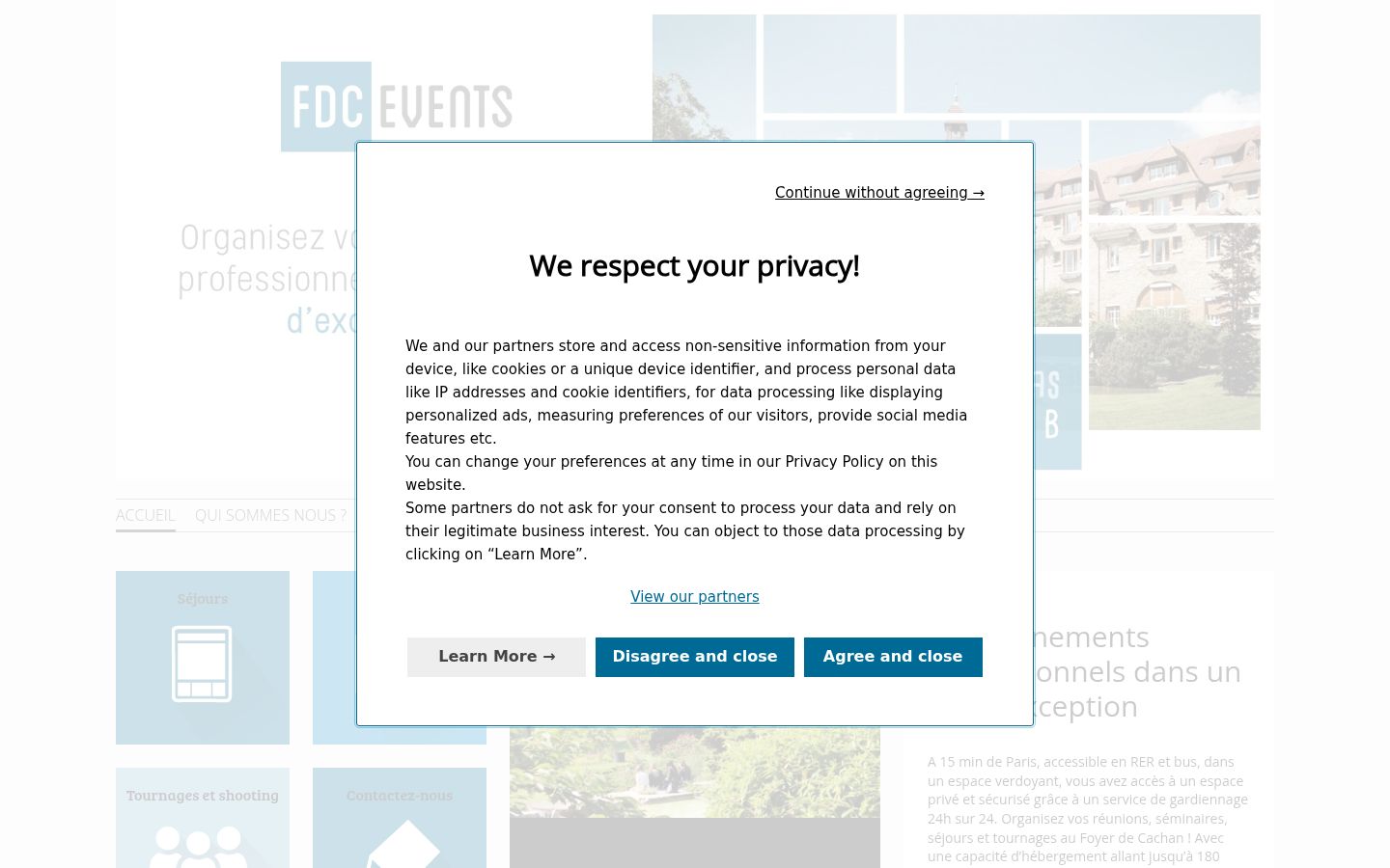 Screenshot of the consent banner shown before any interaction