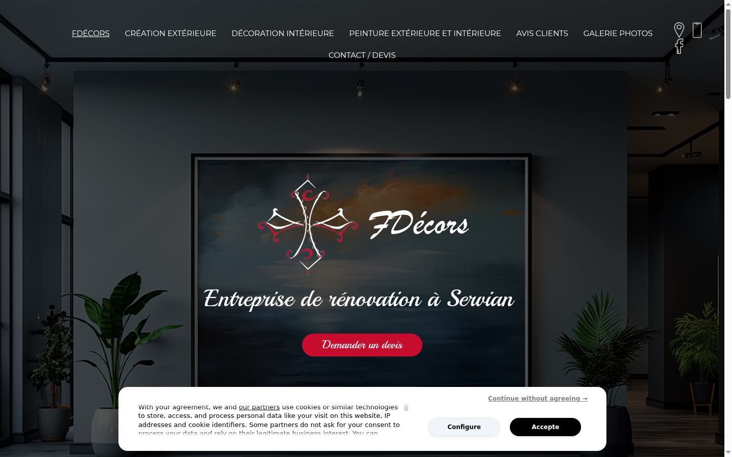 Screenshot del banner di consenso mostrato prima di qualsiasi interazione