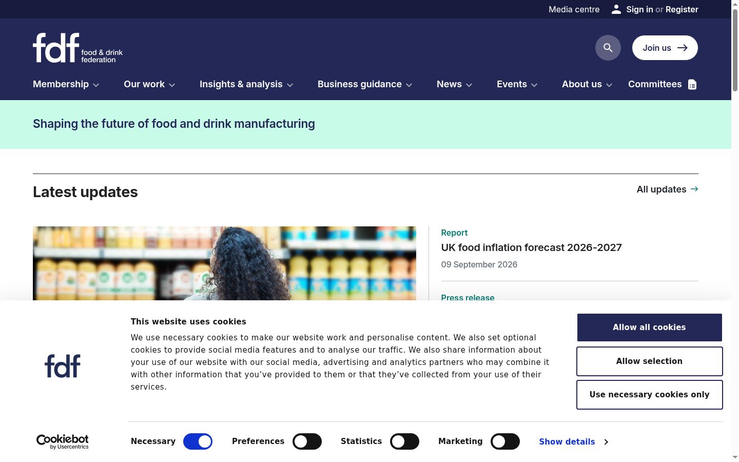 Screenshot of the consent banner shown before any interaction