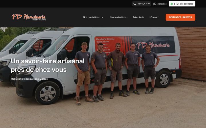 Screenshot of fdmenuiserie-zoteux.fr