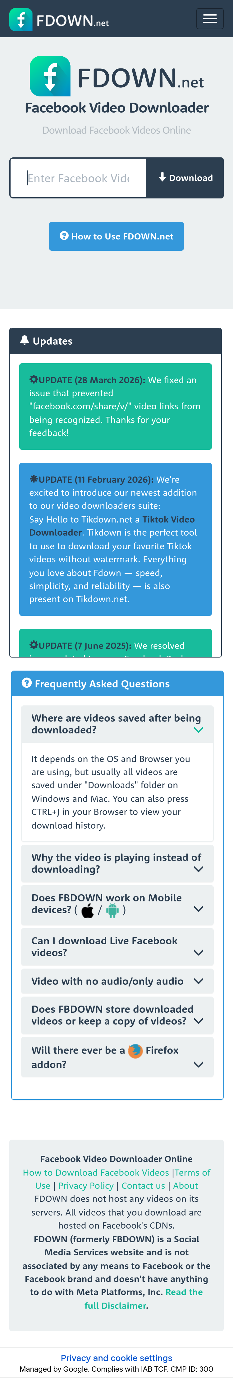 Mobile screenshot of fdown.net