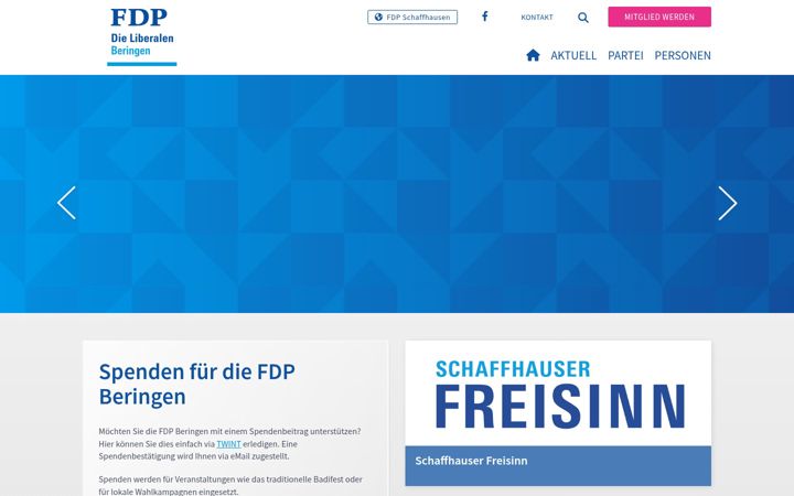Screenshot of fdp-beringen.ch
