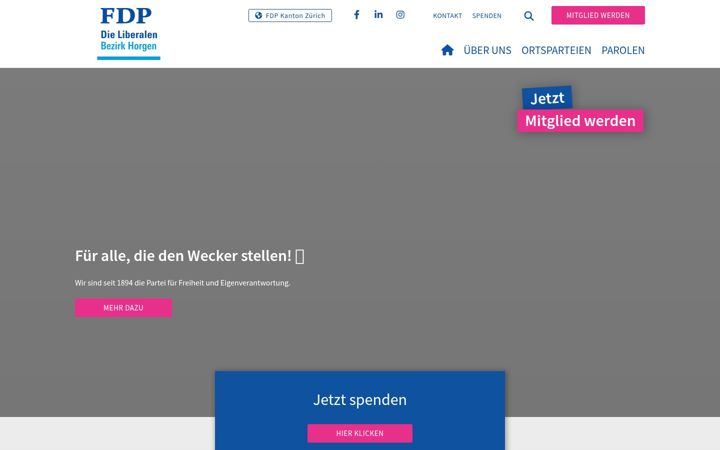 Screenshot of fdp-bezirkhorgen.ch
