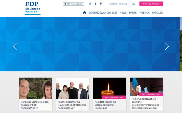 Screenshot of fdp-hausen.ch