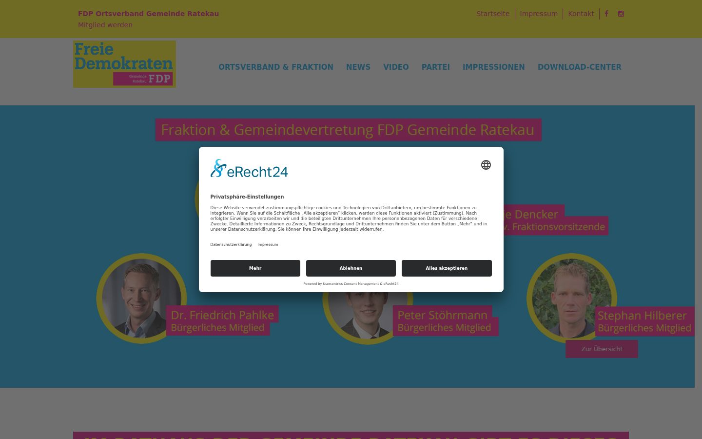 Capture d'écran de la bannière de consentement affichée avant toute interaction