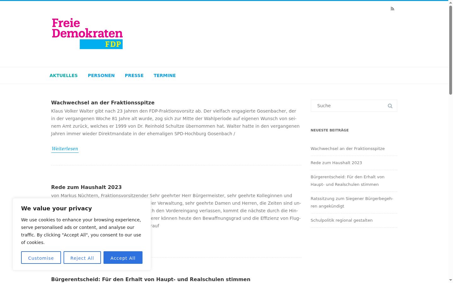 Screenshot tal-banner tal-kunsens muri qabel kwalunkwe interazzjoni