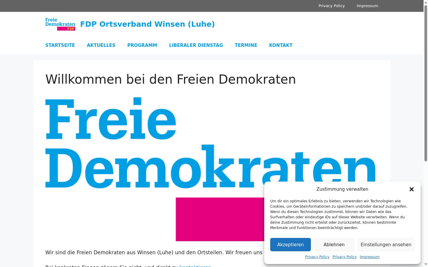 Screenshot tal-banner tal-kunsens muri qabel kwalunkwe interazzjoni