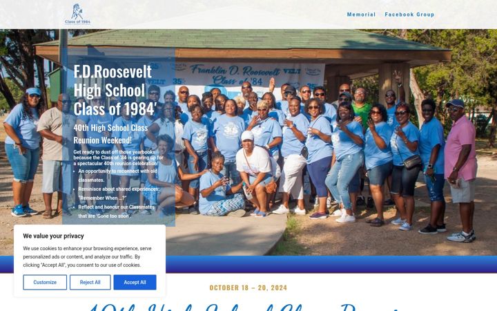 Screenshot of fdrclassof1984-dallastx.com