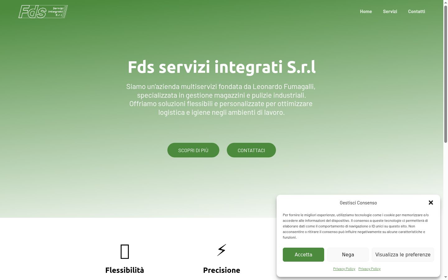 Screenshot del banner di consenso mostrato prima di qualsiasi interazione