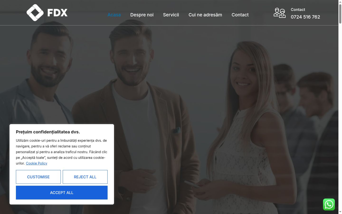 Screenshot del banner di consenso mostrato prima di qualsiasi interazione