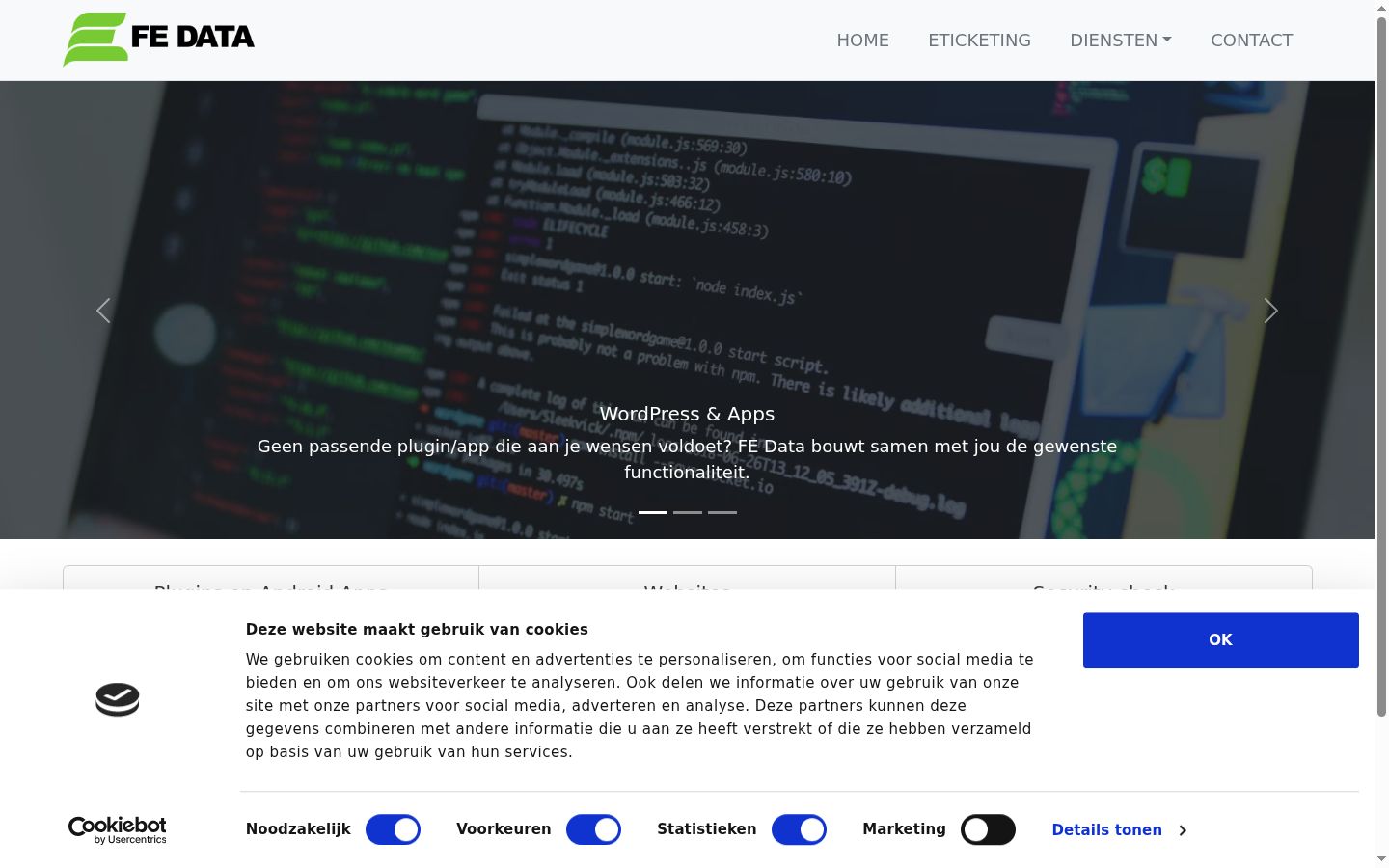 Screenshot del banner di consenso mostrato prima di qualsiasi interazione