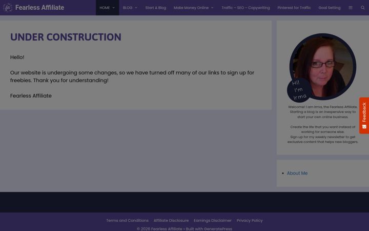 Screenshot of fearlessaffiliate.com