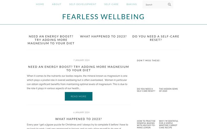 Screenshot of fearlesswellbeing.com