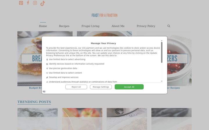 Screenshot of feastforafraction.com