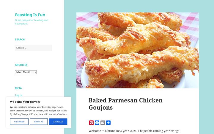 Screenshot of feastingisfun.com
