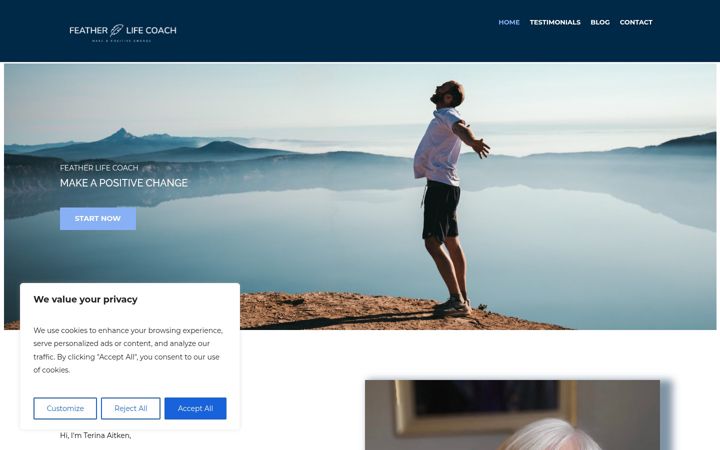 Screenshot ta' featherlifecoach.co.uk
