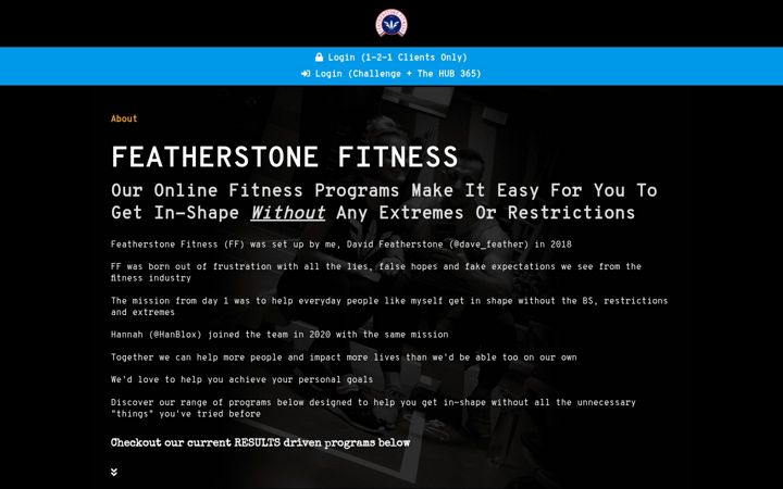 Screenshot of featherstonefitness.com