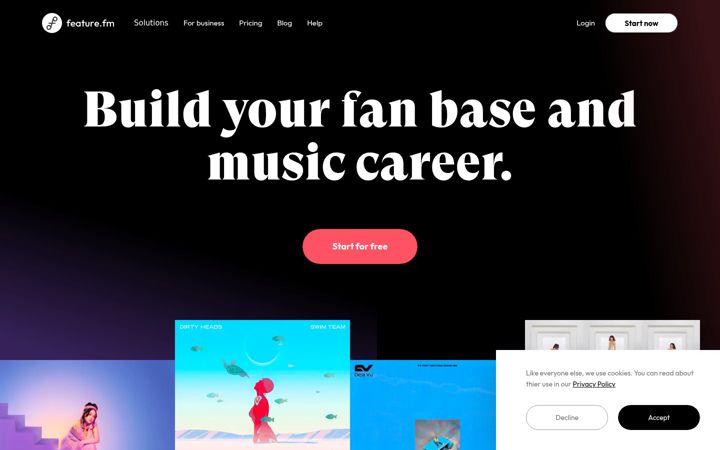 Screenshot του feature.fm