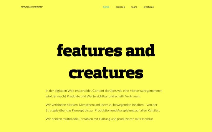 Screenshot of featuresandcreatures.com