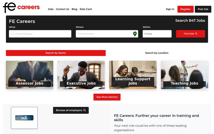 Screenshot of fecareers.co.uk