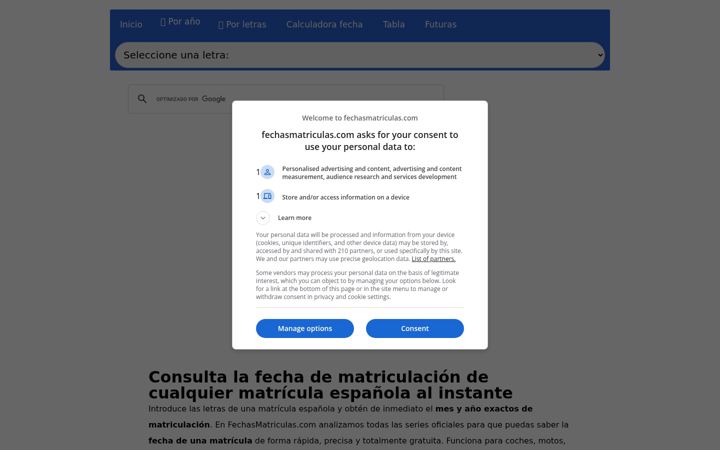 Screenshot of fechasmatriculas.com