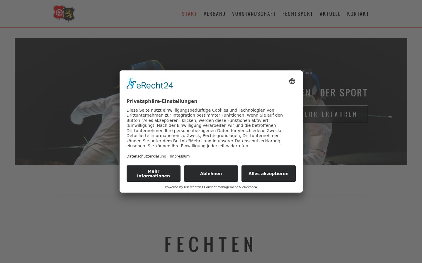 Screenshot of the consent banner shown before any interaction