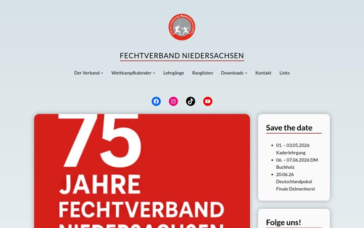 Screenshot of fechtverband-niedersachsen.de