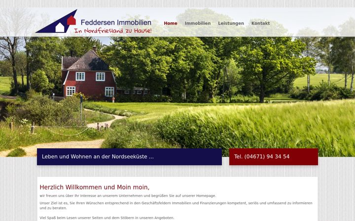 Screenshot of feddersen-immobilien.de