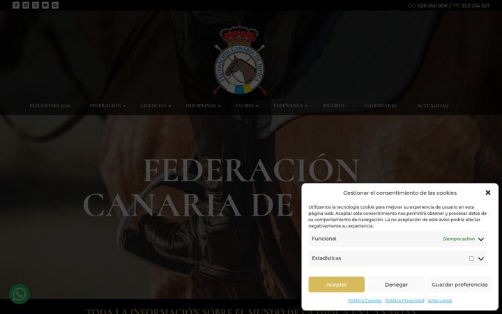 Screenshot von federacioncanariadehipica.es