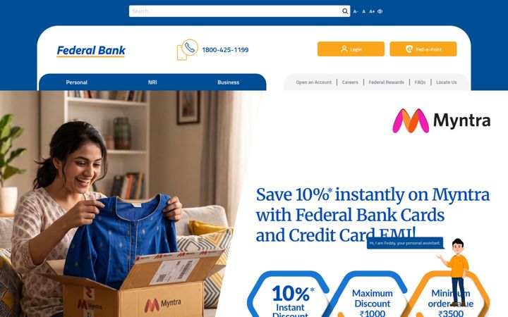 Screenshot of federalbank.co.in