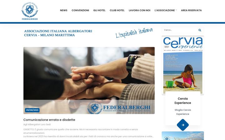 Screenshot of federalberghicervia.it