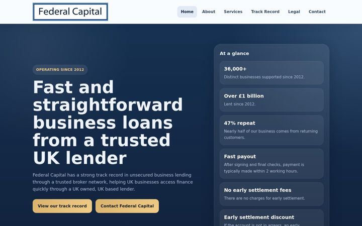 Screenshot of federalcapital.co.uk
