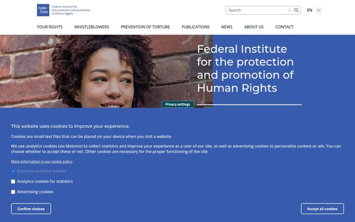 Screenshot of federalinstitutehumanrights.be