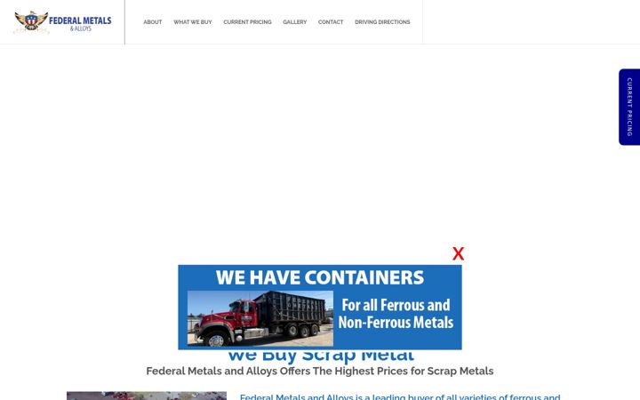 Screenshot of federalmetalsandalloys.com