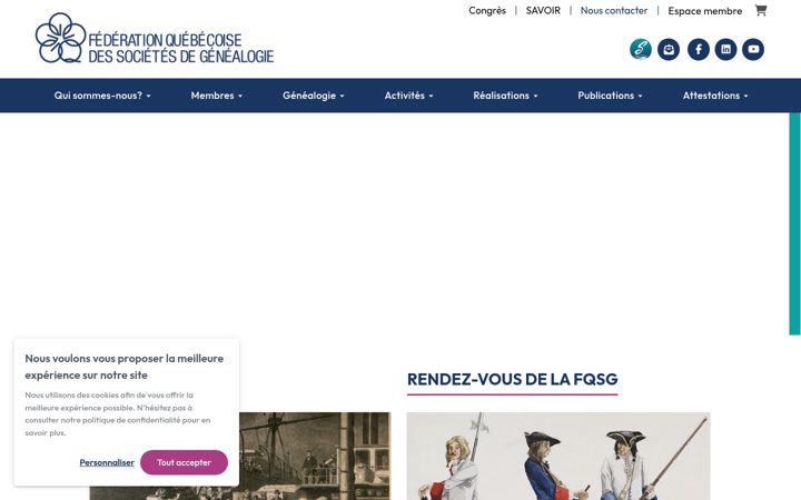Screenshot of federationgenealogie.com