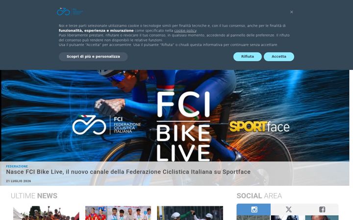 Captură de ecran a federciclismo.it